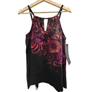 Miraclesuit Womens Floral Peephole Tankini Top Size 12 NEW $140